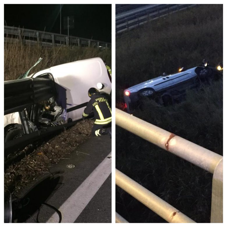 incidente sulla teramo mare un doblo si schianta contro il guard rail un altro esce fuori strada un morto riviera oggi